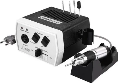 Produktbild von Unyqoos® Elektrische Nagelfräse JSDA® JD400 – Profi 0–30.000 U/min, Handstück mit Twist-Lock, Vor-/Rücklauf, inkl. 4 Bits für Maniküre & Pediküre