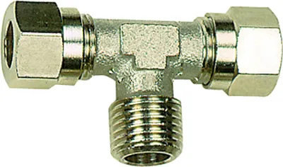 Produktbild von Riegler T-Einschraubverschraubung, R 3/8 a., Rohr-Außen-Ø 12 mm, MS vern.