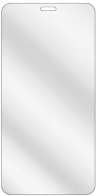 A clear screen protector for a smartphone.