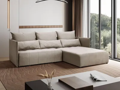 Produktbild von Margaret Hadas24 Ecksofa L Form Hanna 246 x 188 cm mit Schlaffunktion und Bettkasten, 4 Sitzer, Bettzeugablage, Sofa, Eckcouch, cappuccino, rechts