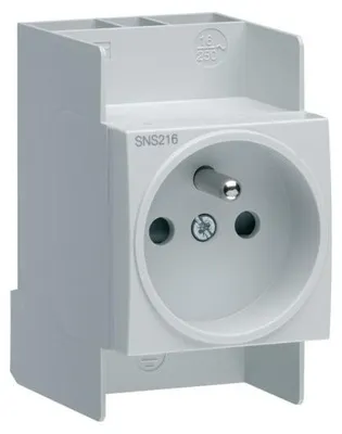Produktbild von HAGER Dose auf Hutschiene mit Schutzkontakt 230VAC 10/16A Klemmen QC SNS216