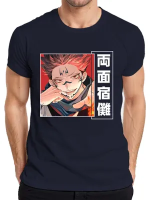 Immagine prodotto di Maglietta da uomo Jujutsu Kaisen 両面宿儺 Demon Anime Aesthetics Manga Flame Gift, Navy, L