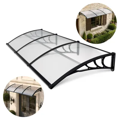 Obrázok produktu pre Strešný štít nad vchodové dvere, 300 x 100 cm, polykarbonát, čierna/priehľadná