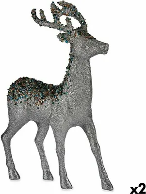 Produktbild von Krist+ Rentier Weihnachtsdekoration Silber Kunststoff 15 x 45 x 30 cm (2 Stück)