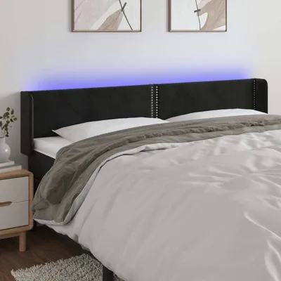 Produktbild von LED Kopfteil Schwarz 203x16x78/88 cm Samt