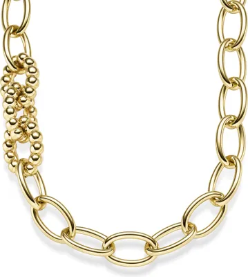 Produktbild von 16,5mm Phantasie-Kette 3 Kettenglieder mit Kügelchen 585 Gold Gelbgold 60cm