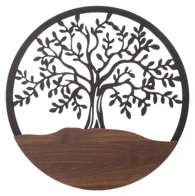 Immagine prodotto di Rilievo da parete Gilde, rotondo, "Tree of Life", motivo albero della vita, MDF, metallo, marrone, , l. 2 cm, p. 60 cm 68744