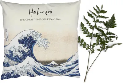 Produktbild von MuchoWow® Zierkissen Sofakissen Wohnzimmer Dekokissen 50x50 cm Die große Welle vor Kanagawa - Kunst - Hokusai - Komfort - Sofakissen