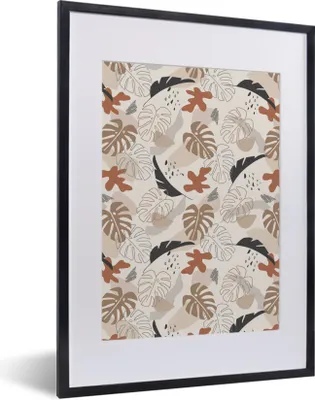 Produktbild von MuchoWow® Gerahmtes Poster Sommer - Blätter - Pastell 30x40 cm - Poster mit Schwarzem Bilderrahmen Wandposter Rahmen Foto Bilder - Wandposter Schlafzimmer