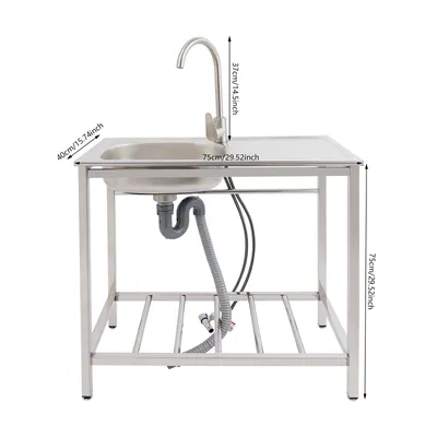 Luckyhorse Edelstahl-Spüle 18 Zoll – 45,7x45,7x25,4 Cm, 18 Gauge, Gebürstet, Mit Zubehör (Modell LH020LX)