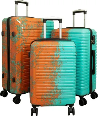 Produktbild von Hartschalen Trolley Set mit tollem Farbdesign Sierra Türkis-Orange Gr. M, L und XL