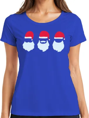 Produktbild von Drei Weihnachtsmänner Santa Klaus - Weihnachten Weihnachtsgeschenk Christmas Damen T-Shirt, Blau, S