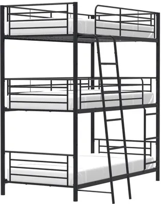Image de Lits superposés en métal - Noir - Lits boxspring inclus - 3x90x190 cm - TRIO