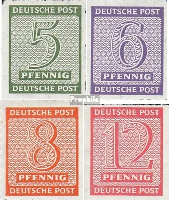 Produktbild von Briefmarken Sowjetische Zone (All.Bes.) 1945 Mi 116C X-119C X  (kompl.Ausg.) Roßwein durchstochen 10 postfrisch Ziffer
