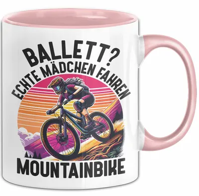 Produktbild von Mountainbikerin Tasse Geschenk Frauen Ballett Echte Mädchen Fahren Mountainbike Mtb (Rosa)