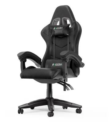 Produktbild von Bigzzia Gaming Stuhl Ergonomisch - Gamer Stühle mit Lendenkissen + Kopfstütze Gaming Chair Höhenverstellbar Bürostuhl Computerstuhl für Erwachsene Mädchen Junge, Schwarz