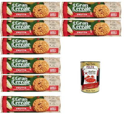 Produktbild von GranCereale Frutta Kekse 8x230g | Vollkorn mit Heidelbeeren Haselnüssen & Apfel – ballaststoffreich ohne Palmöl recycelbare Packung 100% italienisches Getreide + Italian Gourmet polpa