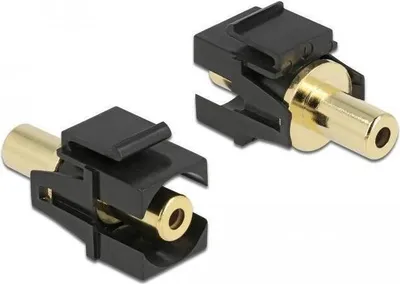 Productafbeelding van Delock Keystone module, 3,5 mm jackplug (3-polig) naar 3,5 mm jackplug (3-polig), verguld, zwart