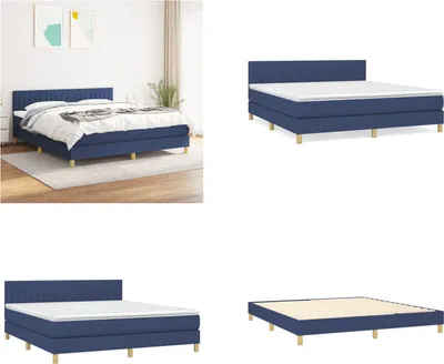 Produktbild von vidaXL Boxspringbett mit Matratze Blau 180x200 cm Stoff - Boxspringbett - Boxspringbetten - Bett - Schlafzimmermöbel