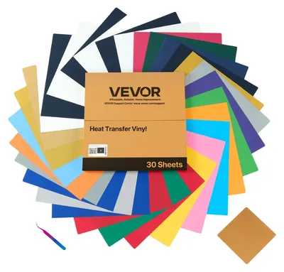 Obrázok produktu pre VEVOR vinylová fólia na prenos tepla (304,8 x 304,8 mm) 30 listov, rôzne farby, fólia pre plotre kompatibilná s rezacími strojmi, nažehľovacia fólia na tričká vankúše čiapky