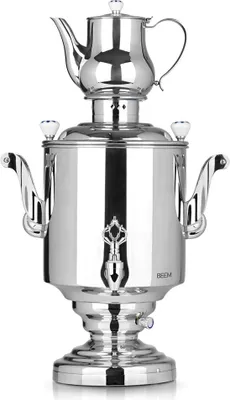 Produktbild von BEEM Samowar KATHARINA Edelstahl 15 l mit 2 l Teekanne, elektrisch, Ablasshahn, Warmhaltefunktion