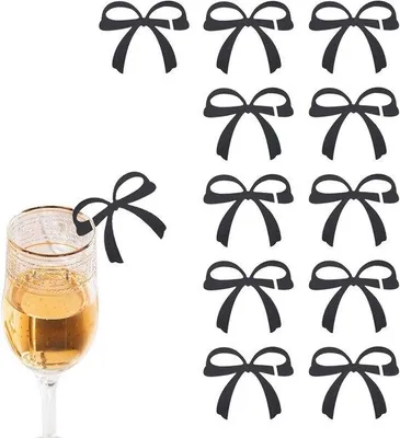 Image de Marqueurs de verre noirs, lot de 12, pour la décoration des verres à vin