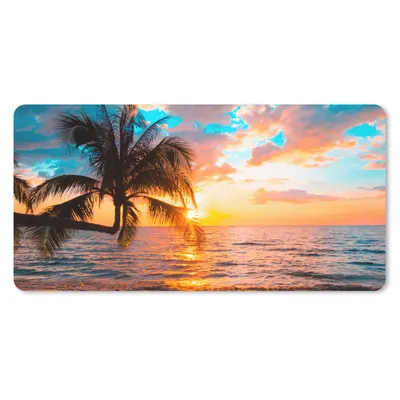 Produktbild von MuchoWow® Mauspad Mousepad Palme - Sonnenuntergang - Horizont - Strand - Meer - Tropisch 60x30 cm - Mousepads - Maus Mat - Pad - Mausunterlage - Nachhaltig
