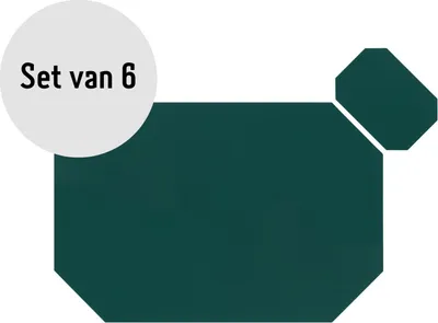 Produktbild von Krumble Tischset mit Untersetzer - 6er Set - Untersetzer in Lederoptik - Tischsets aus Kunstleder - Tischdekoration - Wasserfest - Pflegeleicht - Kratzfest - Achteckig - Dunkelgrün