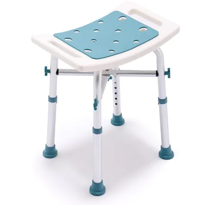 Immagine prodotto di VixoMed® Sgabello da doccia con supporto per soffione. Sgabello da doccia regolabile in altezza con fori di drenaggio – Sgabello da bagno antiscivolo per anziani, doccia e vasca da bagno