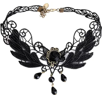 Produktbild von Jovivi Gotik Schmuck Damen Kette Acryl Spitze Lace Kragen Vintage Halskette