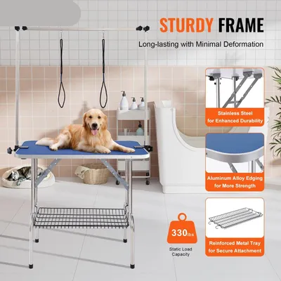 Produktbild von Hundepflege-Tisch – Grooming-Tisch – Schneidetisch – Faltbarer Tierstand – Tisch für Tierpflege – 36 Zoll – mit Klemme