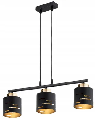 Produktbild von KAR-LIGHTING Pendelleuchte 3-flammig Schwarz, Metall, Balken 60×15×20 cm, höhenverstellbar, E27-Fassungen – für Esstisch