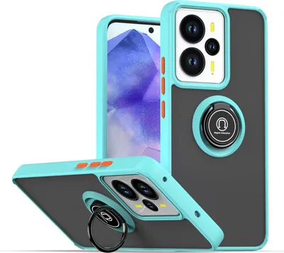 Image de Étui pour Realme 14 étui TPU translucide mat avec porte-anneau et support Bleu