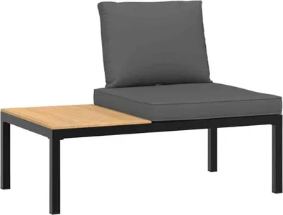 Produktbild von vidaXL Gartenbank mit Kissen Schwarz Aluminium