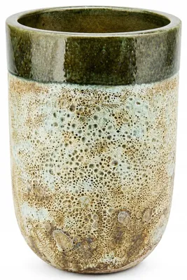 Image de Grand pot de fleurs en céramique vintage vert antique, 35 cm, résistant au gel, émaillé, pour le jardin et la terrasse