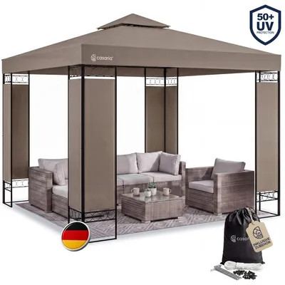 Immagine prodotto di Casaria Gazebo Lorca Padiglione 3x3m in Metallo Resistente Idrorepellente con Pannelli Laterali Tendone da Giardino Feste