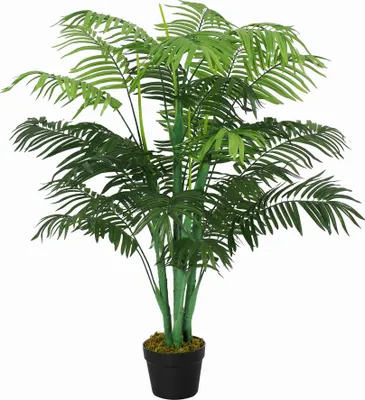 Obrázok produktu pre Outsunny Umelá palma 125 cm – veľká umelá rastlina v črepníku do obývačky alebo na balkón