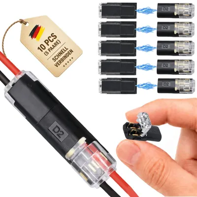 2-polige wasserdichte Schnellstecker 10er-Pack 18-22 AWG 12 V