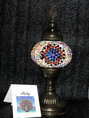 Zdjęcie produktu dla Ręcznie wykonana turecka lampa nastrojowa z kolorową mozaikową lampką nocną Orientalna bajkowa lampa stołowa