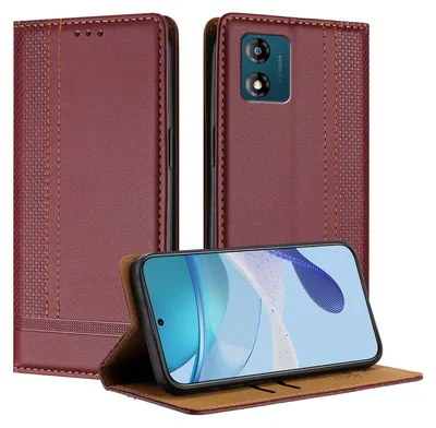 Obrázek produktu pro Pouzdro pro Motorola Moto E13 kožené flipové pouzdro s funkcí stojánku Tmavě červená