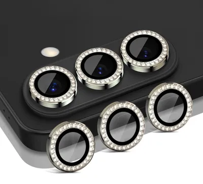 Produktbild von Kamera Linsenschutz Glas Set mit Schmucksteinen für Samsung Galaxy S26 Schutzglas Camera Linse Panzerfolie 9H Titan Grau