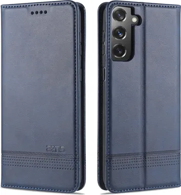 Obrázek produktu pro LaimTop kožené pouzdro pro Samsung S21 5G, flipové pouzdro s magnetickým zavíráním a stojánkem, ochranné pouzdro pro Samsung Galaxy S21 5G Blue