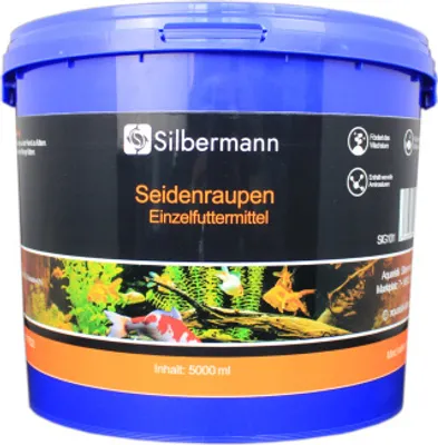 Produktbild von Silbermann Seidenraupen - Ergänzungsfutter und Delikatesse für große Teichfische wie Koi und Reptilien (5000 ml), SIG 101