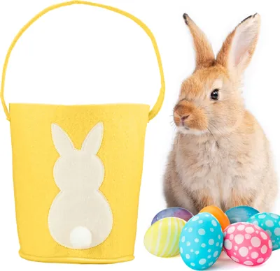 Produktbild von Osterkorb aus Filz Osterkörbchen Osternest aus Filz Filzkörbchen Ostern Ostertasche für Geschenke und Deko Gelb