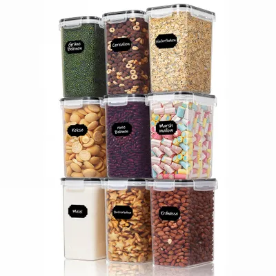 Produktbild von Theo&Cleo Vorratsdosen mit Deckel luftdicht, 9 Stück je 2L, BPA-frei, Aufbewahrungsbox für Küche und Lebensmittelaufbewahrung