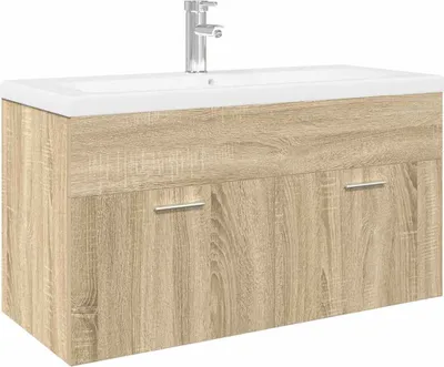 Zdjęcie produktu dla Szafka łazienkowa z wbudowaną umywalką, dąb sonoma