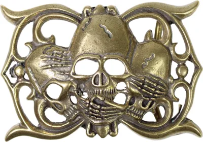 Produktbild von FRONHOFER Gürtelschnalle aus massiv Messing, 4 cm, Totenköpfe