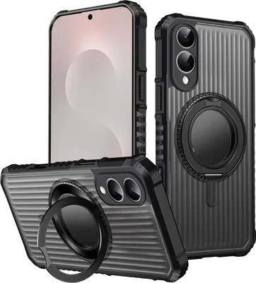 Produktbild von MagSafe Hülle für Samsung Galaxy S25 FE 5G 360 Ring Halter Kameraschutz Schwarz