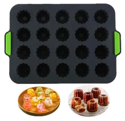 Produktbild von Silikon Backform für 20 Canelés Mini Muffin Blech Antihaft 34,5 x 24 x 3,5 cm