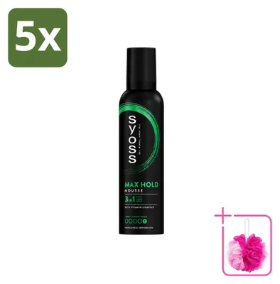 Imagen del producto de 5 unidades de espuma para el cabello Syoss Keratin, 250 ml cada una, pack ahorro